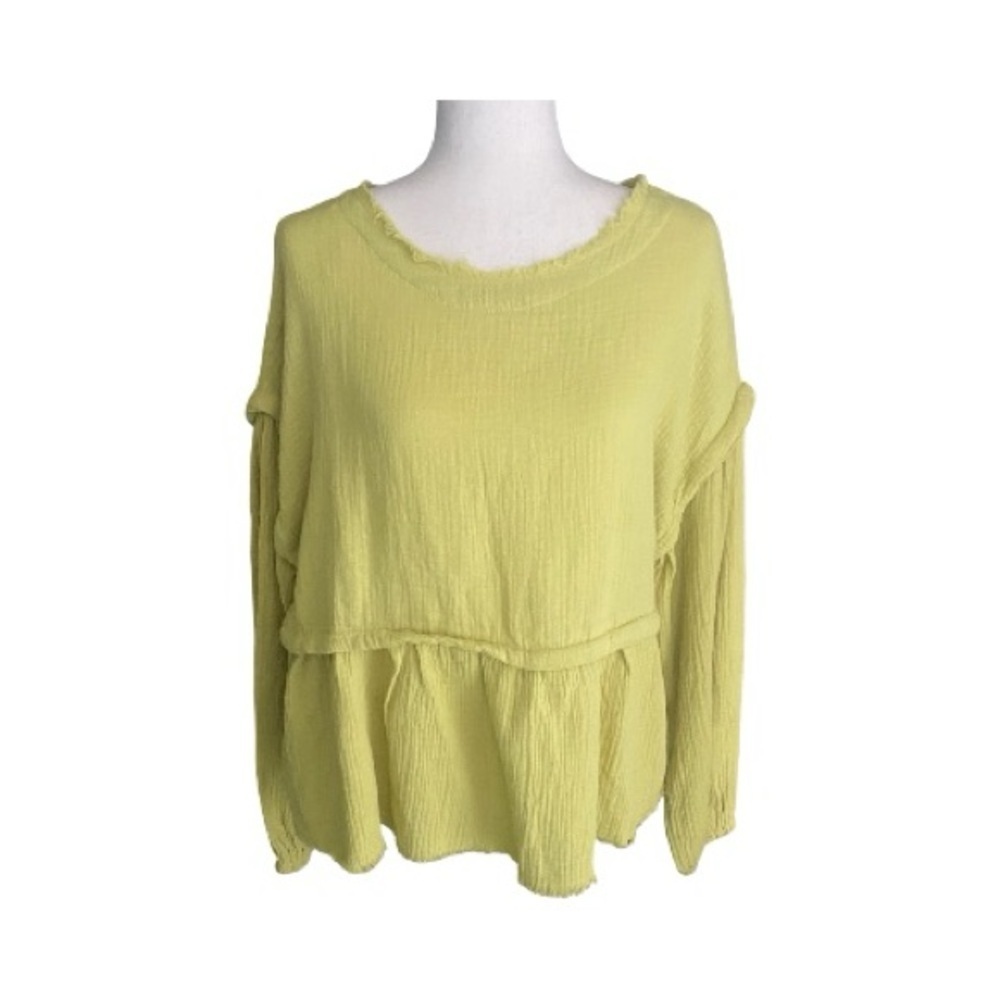 NEW IN-YELLOW BABYDOLL TOP-WOMENS SIZE LARGE